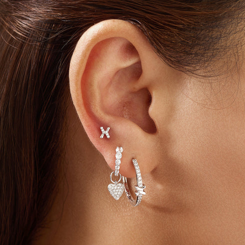 Silver Heart Pavé  Earring Charm